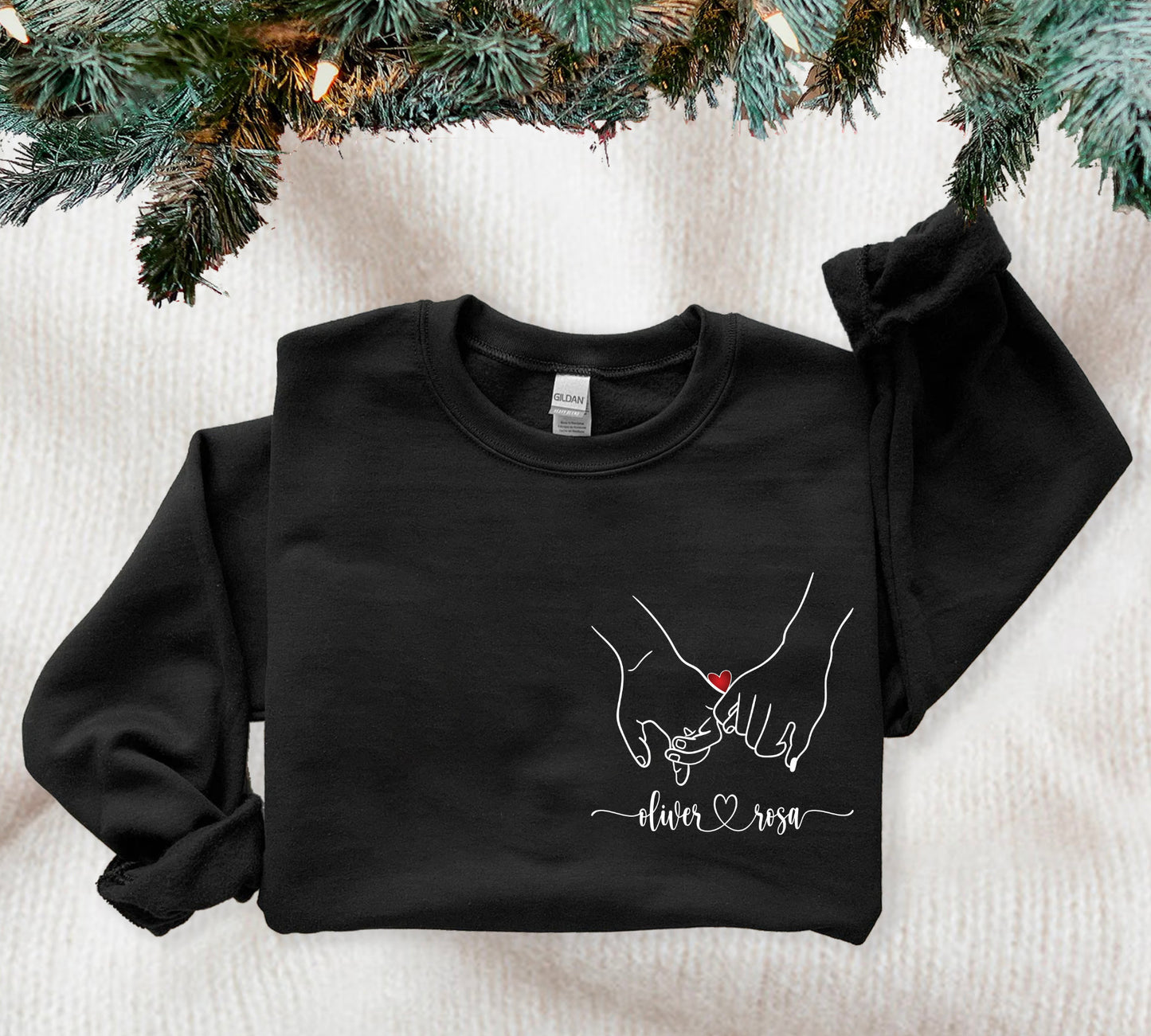 Custom Holding Hands Sweatshirt, Personalized Valentines Day Sweater