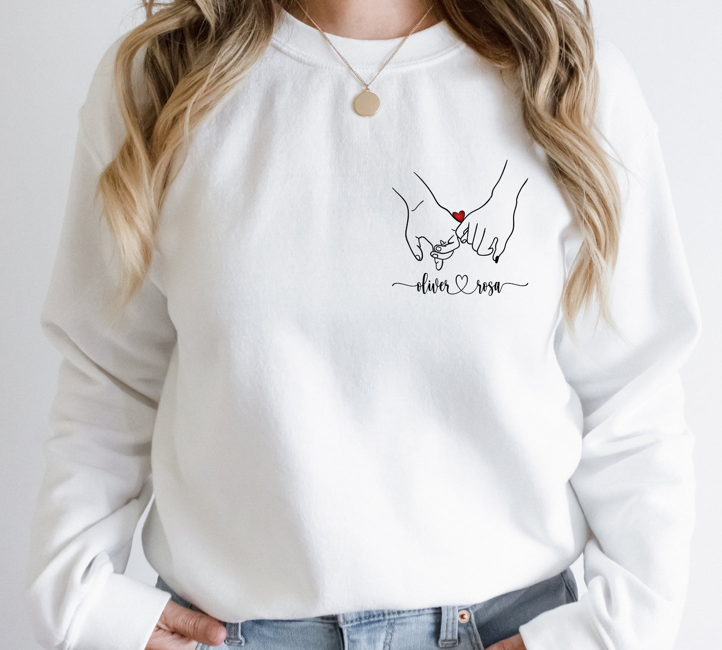 Custom Holding Hands Sweatshirt, Personalized Valentines Day Sweater