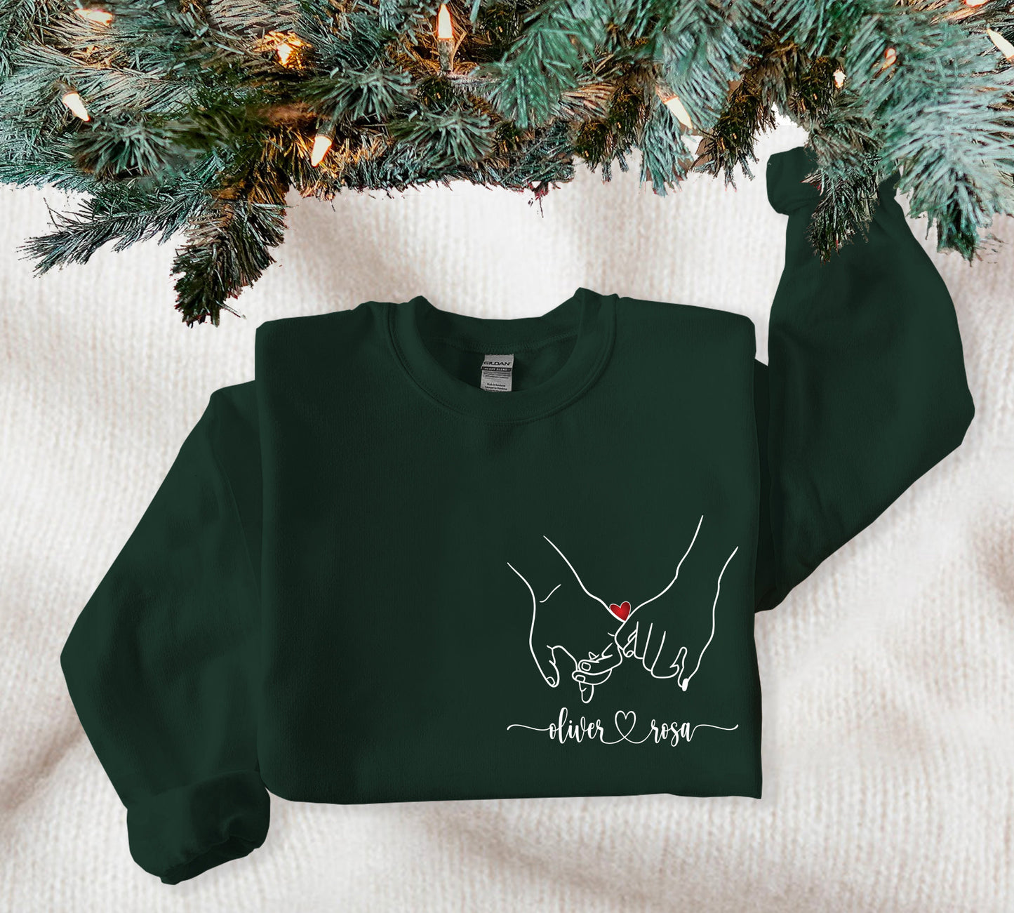 Custom Holding Hands Sweatshirt, Personalized Valentines Day Sweater