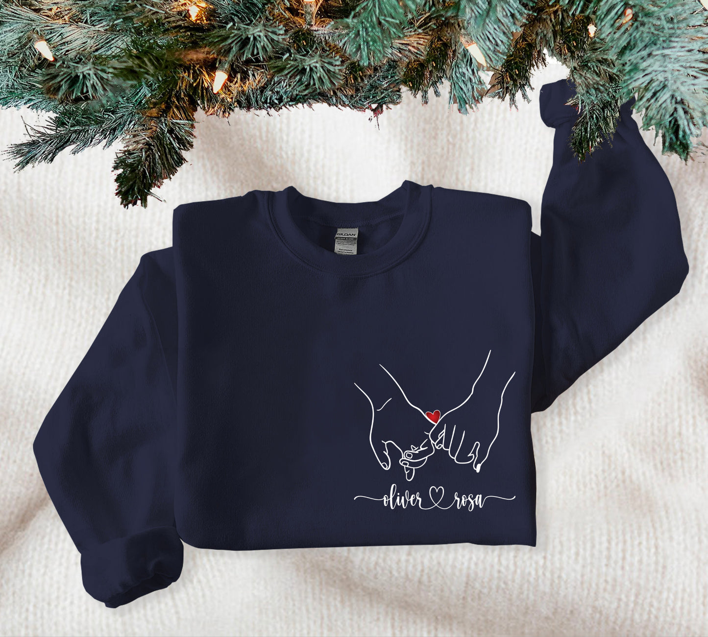 Custom Holding Hands Sweatshirt, Personalized Valentines Day Sweater