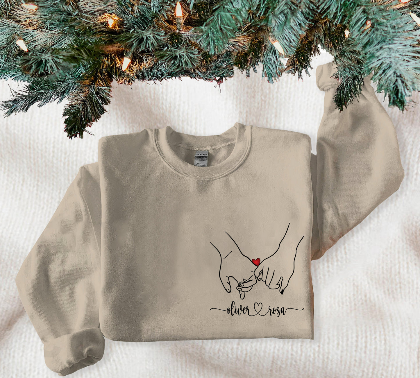 Custom Holding Hands Sweatshirt, Personalized Valentines Day Sweater