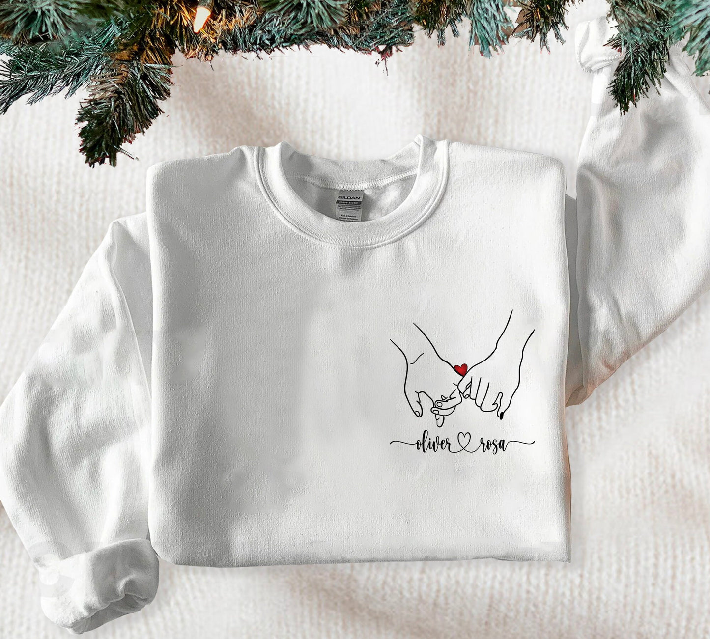 Custom Holding Hands Sweatshirt, Personalized Valentines Day Sweater