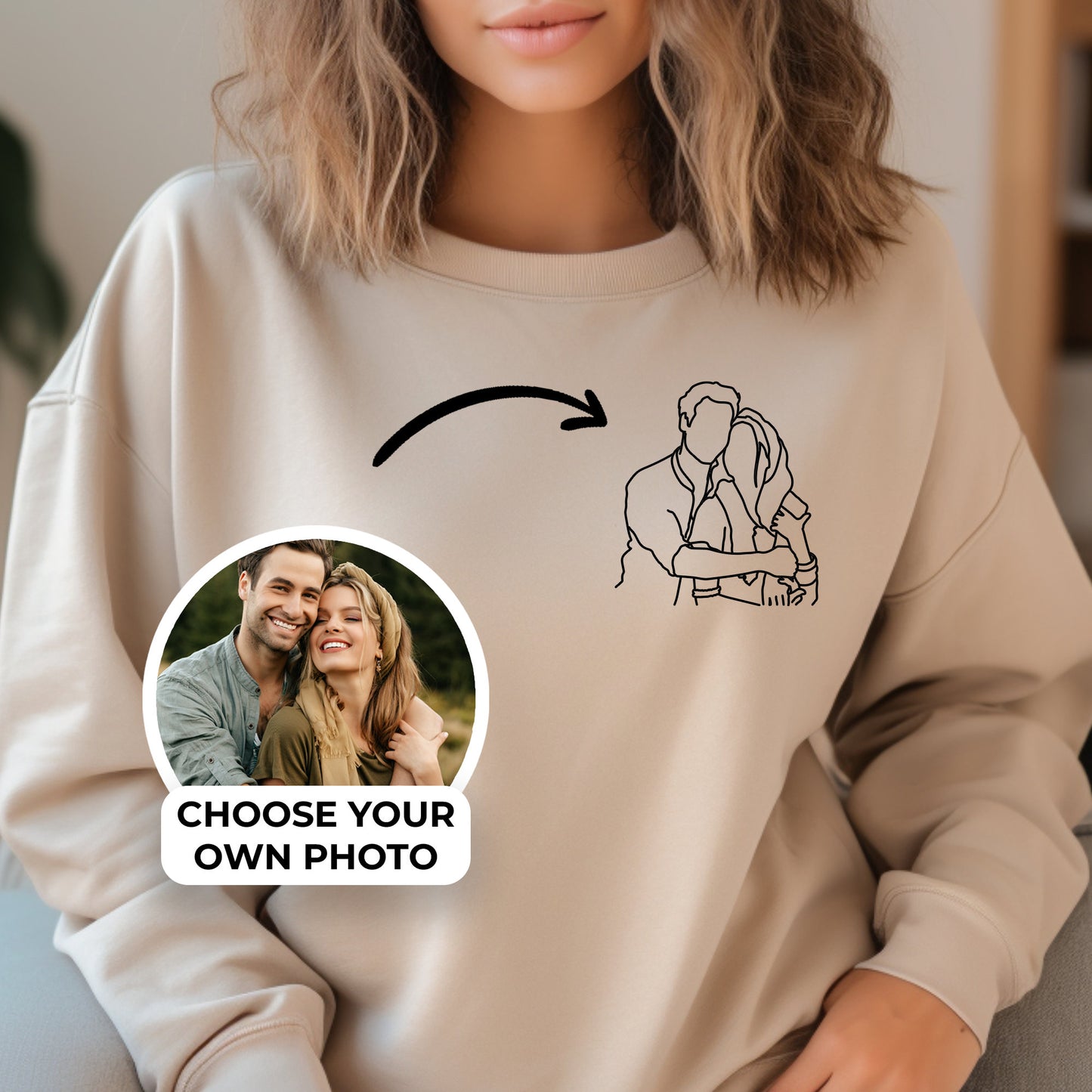 Custom Outline Photo Embroidered Hoodie