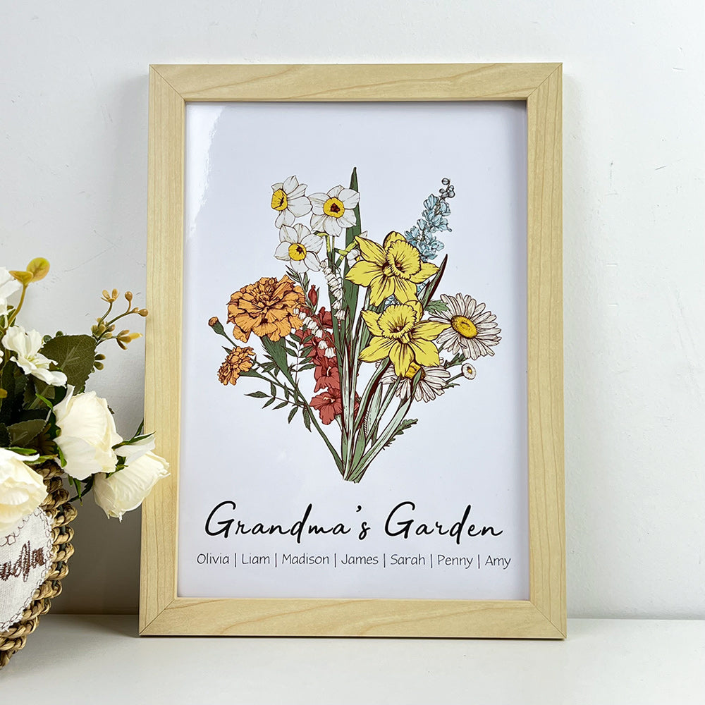 50%OFF⭐️Personalized Birth flower Bouquet Names Frame