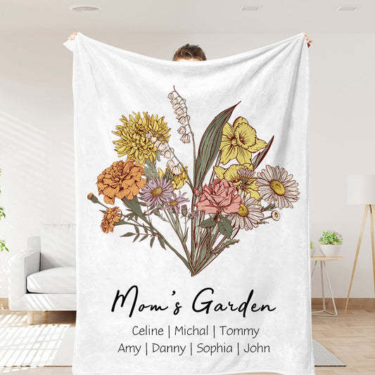 50%OFF⭐️Birth Flower Family Bouquet Customized Winter Blanket