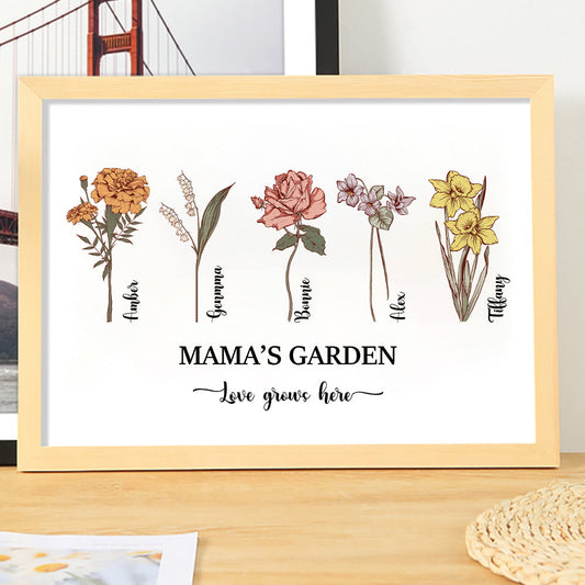 Mom's Garden is Her Children Customized Names Art Print Frame