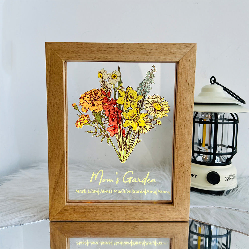 ⭐️Personalized Birth flower Bouquet Names LED Light