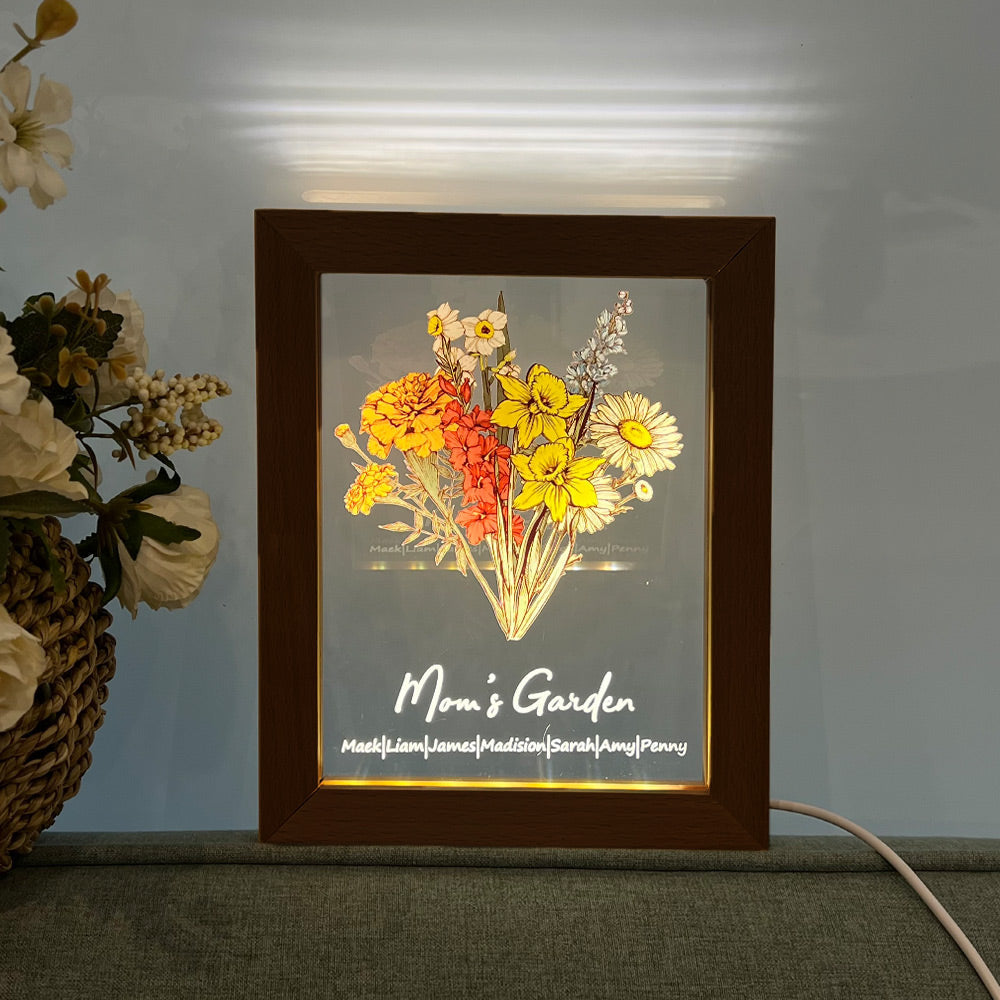 ⭐️Personalized Birth flower Bouquet Names LED Light