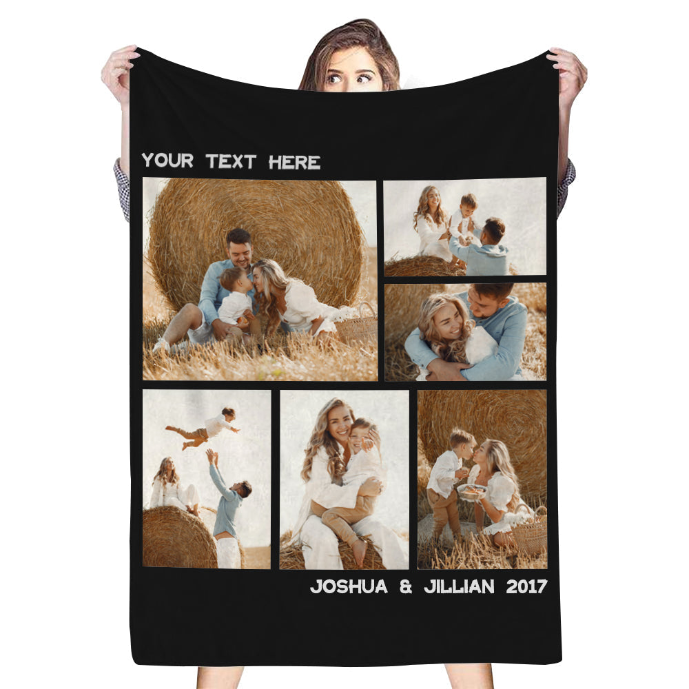 Family Photo Parent-Child Photo Memorial Unique Blanket Add Text