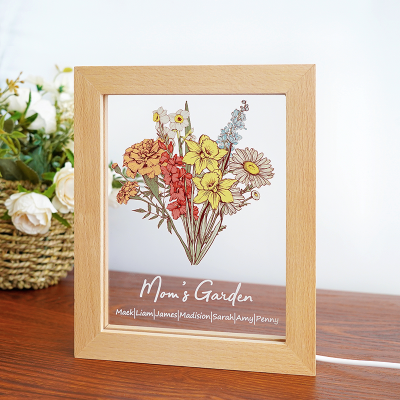 ⭐️Personalized Birth flower Bouquet Names LED Light