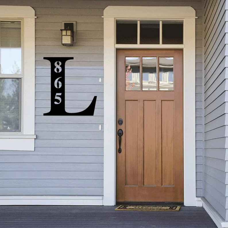 Initial Metal House Numbers Sign