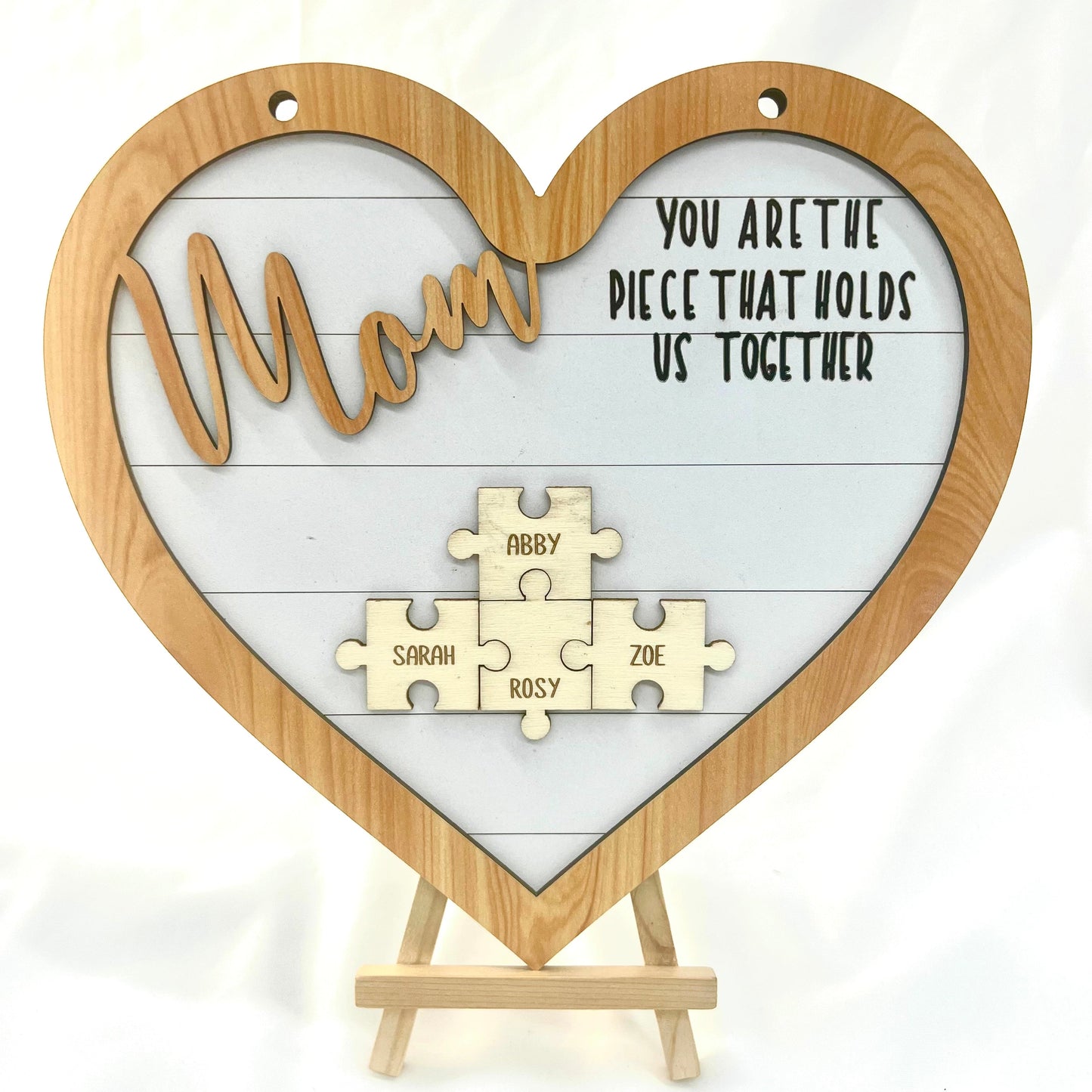 🔥50% off-You Are The Piece That Holds Us Together Mom - Personalized Wooden Puzzle Sign