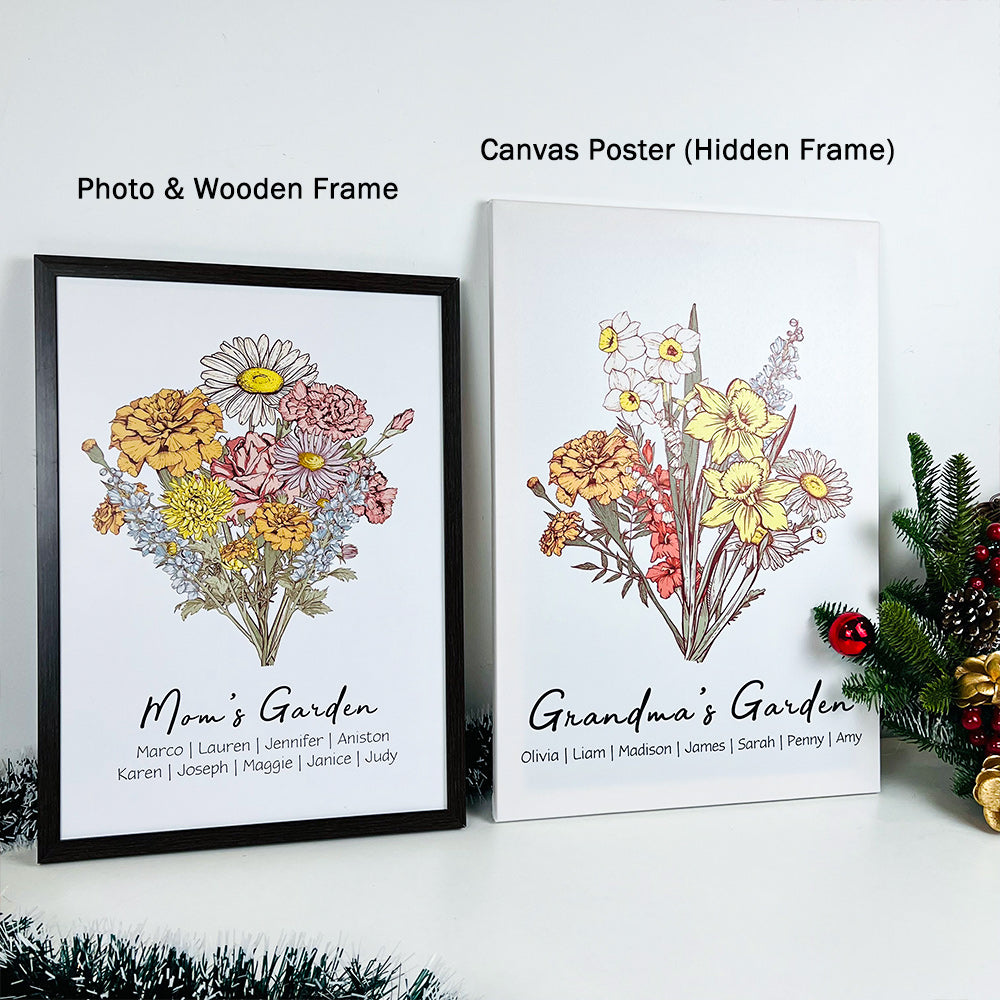 50%OFF⭐️Personalized Birth flower Bouquet Names Frame