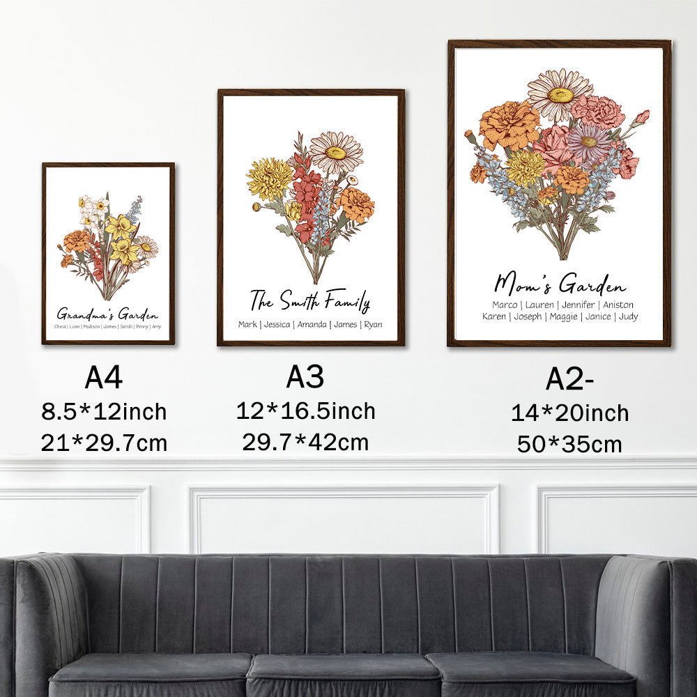 50%OFF⭐️Personalized Birth flower Bouquet Names Frame