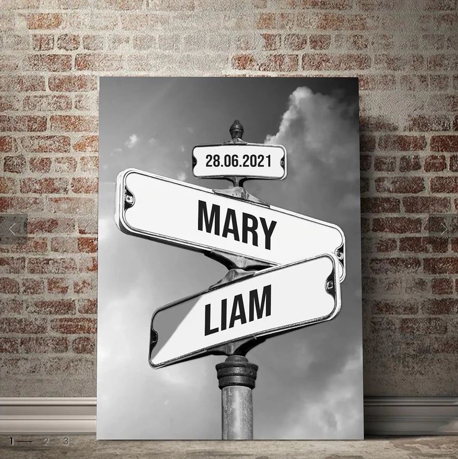 🪧Personalized Canvas Vintage Street Sign for Couples