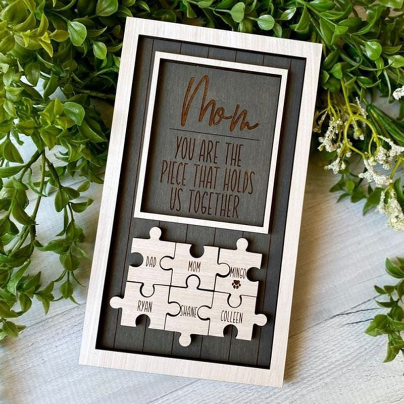 🔥50% off-You Are The Piece That Holds Us Together Mom - Personalized Wooden Puzzle Sign