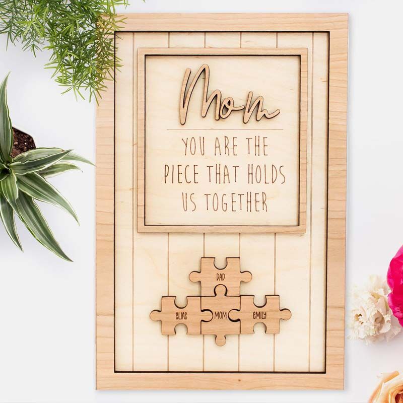 🔥50% off-You Are The Piece That Holds Us Together Mom - Personalized Wooden Puzzle Sign