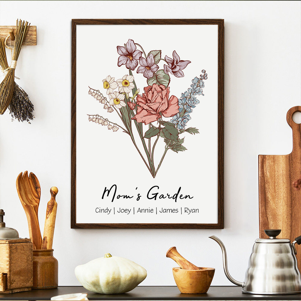 50%OFF⭐️Personalized Birth flower Bouquet Names Frame