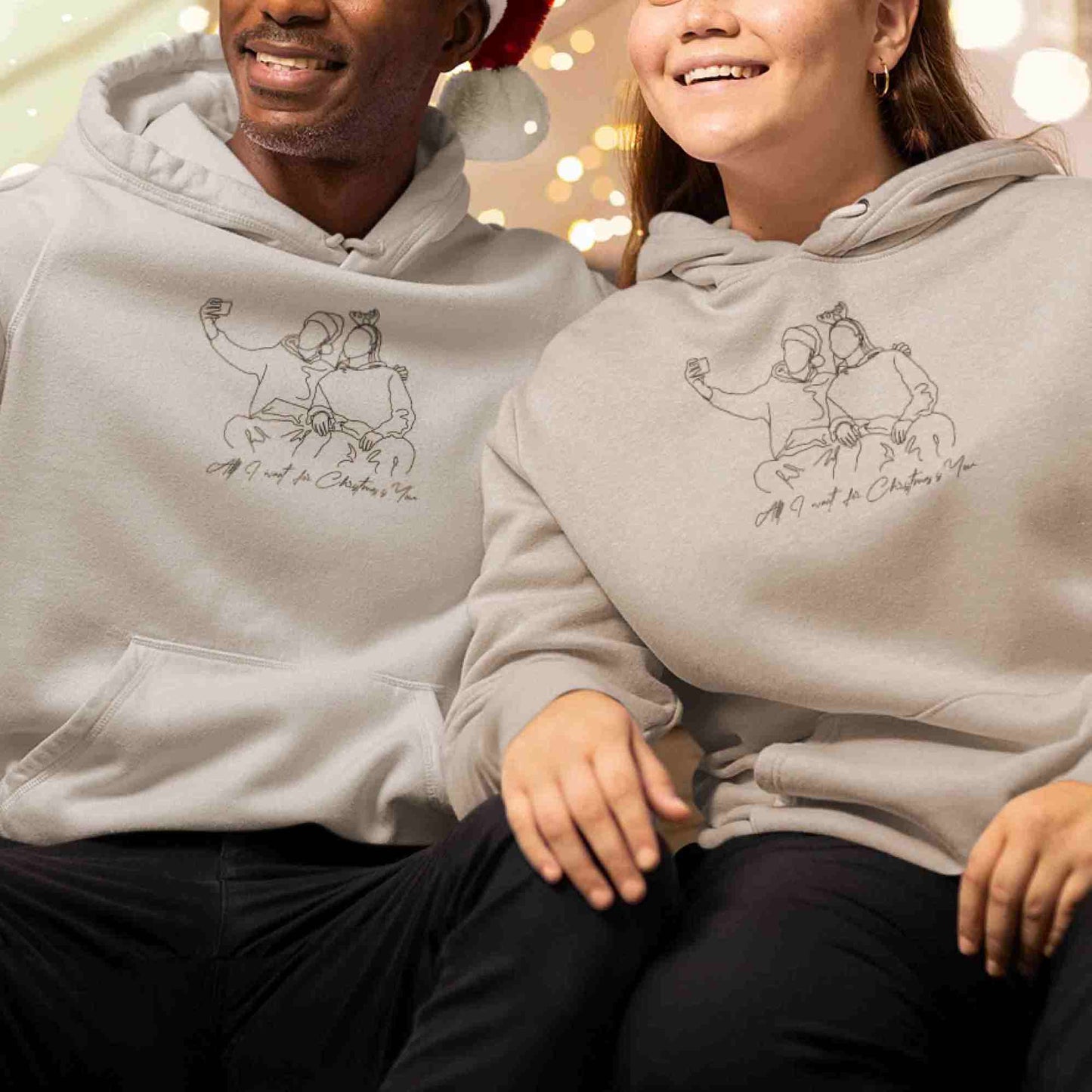 Custom Outline Photo Embroidered Hoodie