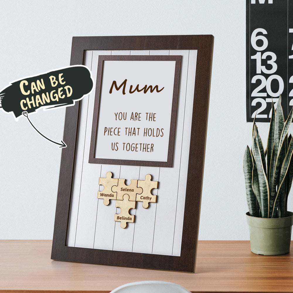 🔥50% off-You Are The Piece That Holds Us Together Mom - Personalized Wooden Puzzle Sign