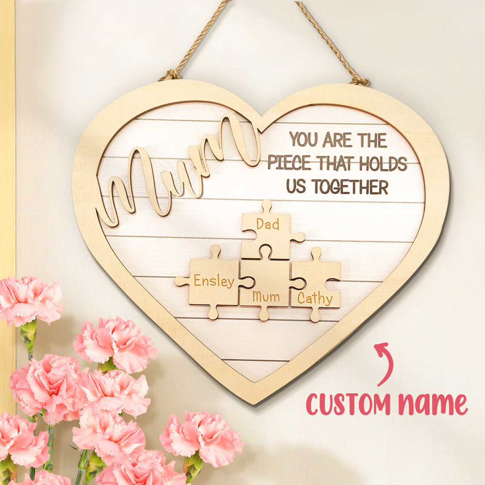 🔥50% off-You Are The Piece That Holds Us Together Mom - Personalized Wooden Puzzle Sign