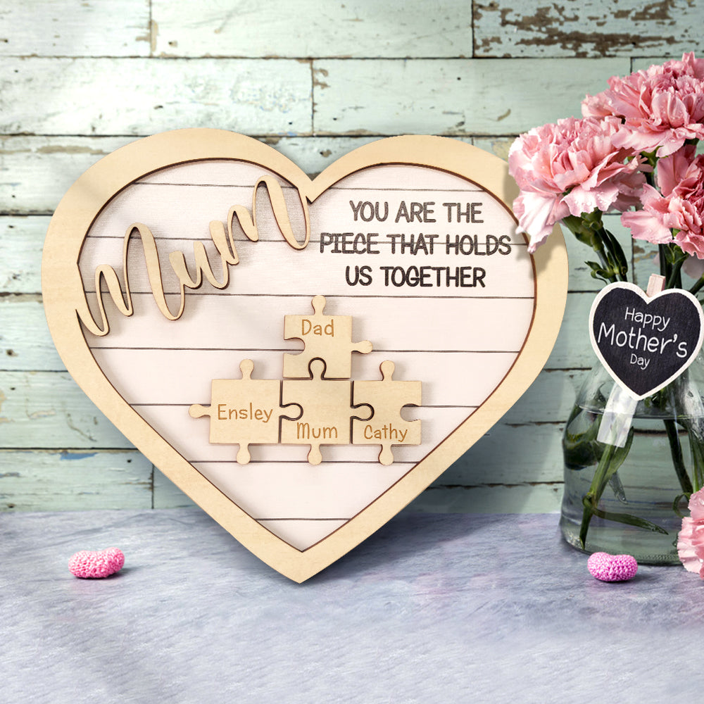 🔥50% off-You Are The Piece That Holds Us Together Mom - Personalized Wooden Puzzle Sign