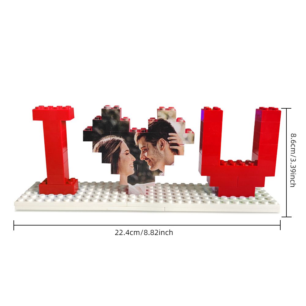 Personalised I Love You Brick Puzzles Gifts, Photo Block for Lovers