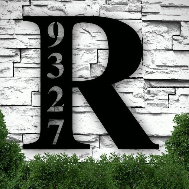 Initial Metal House Numbers Sign