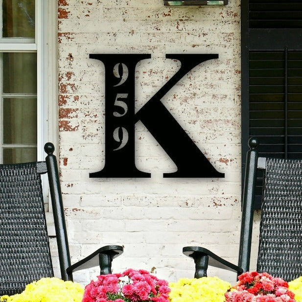 Initial Metal House Numbers Sign