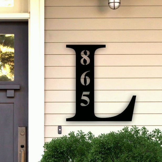 Initial Metal House Numbers Sign