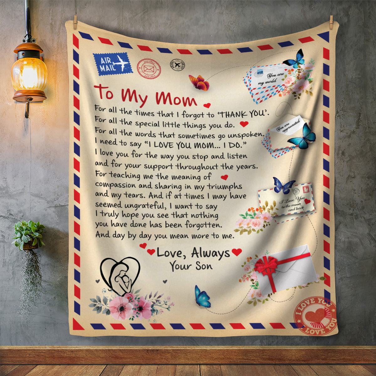 Mom - Giant Post Card Blanket - From Son