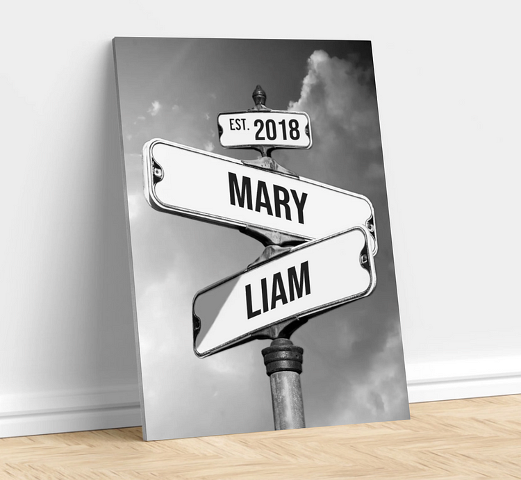 🪧Personalized Canvas Vintage Street Sign for Couples