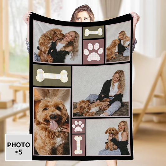 Personalized 5 Photos Fleece Blankets Pet Lover