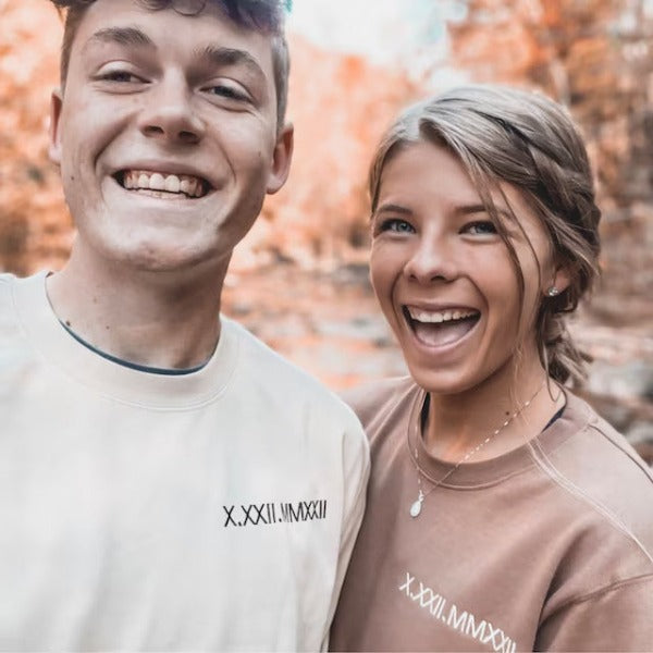 50% off✨-Custom Embroidered Roman Numeral Date Sweatshirt