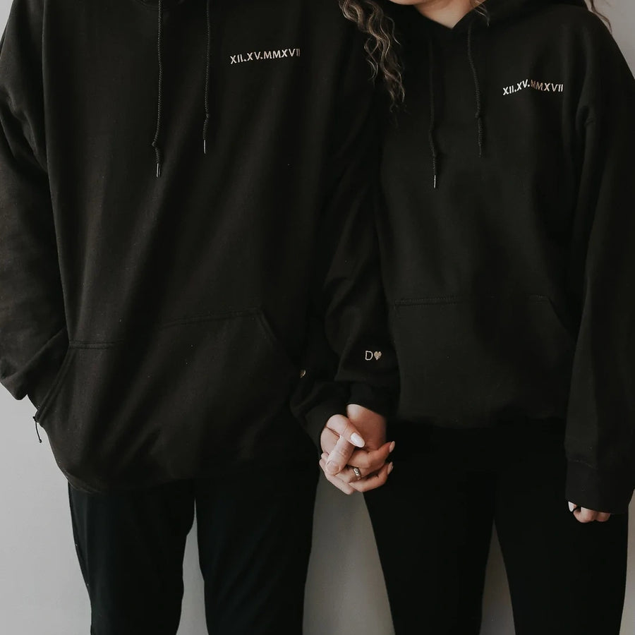 50% off✨-Custom Embroidered Roman Numeral Date Sweatshirt